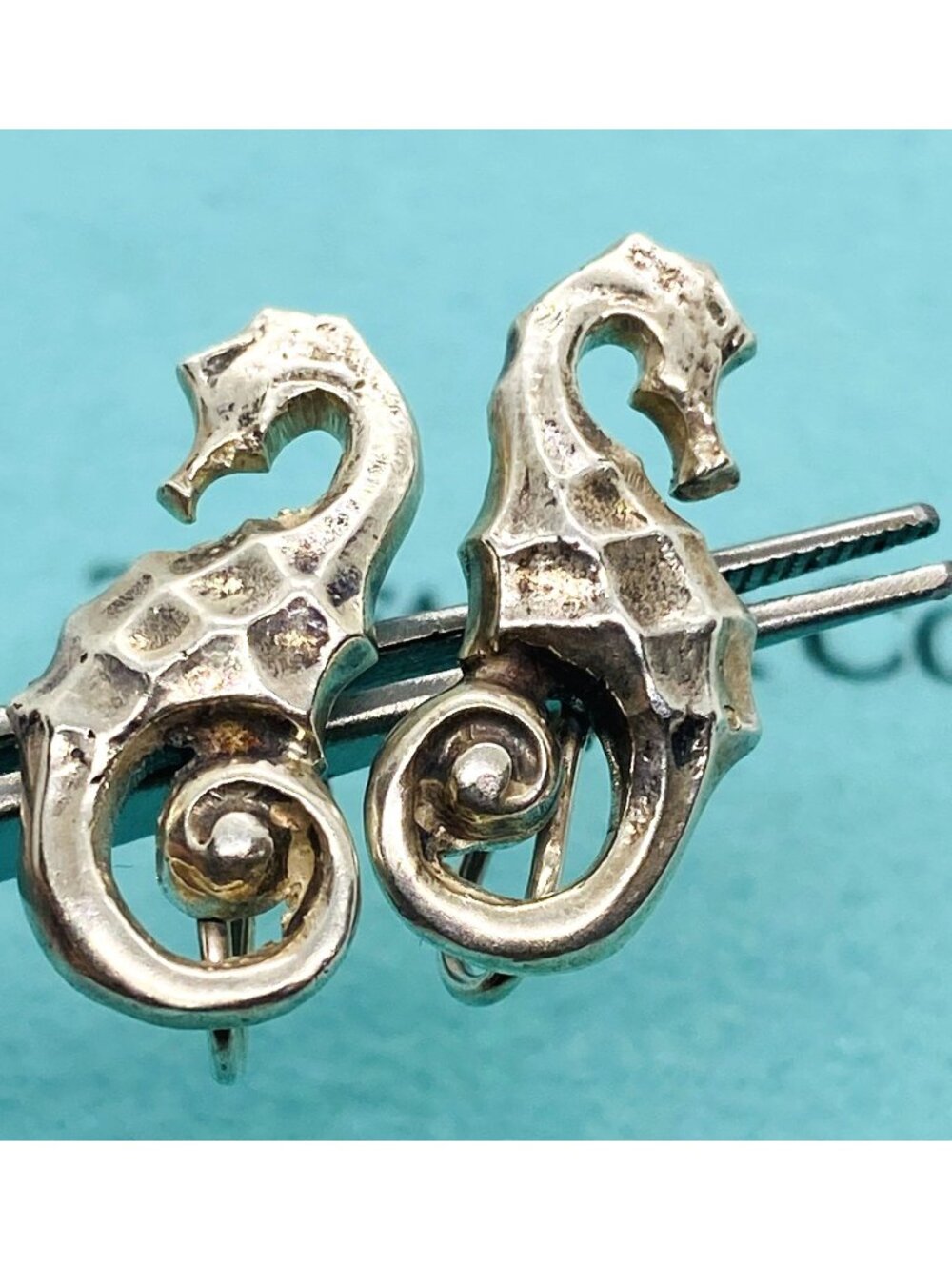 Rare Tiffany & Co Sterling Silver 925 Seahorse Earrings 24MM
